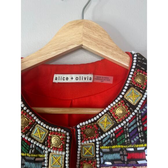 NEW Alice + Olivia Rory Embroidered Line Silk Jacket Multi Color Size: Small - Picture 4 of 9